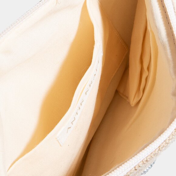 NEW Seed Beaded Evil Eye Protection Boho Fringe Jute Zipper Clutch Bag Handbag - Picture 2 of 5